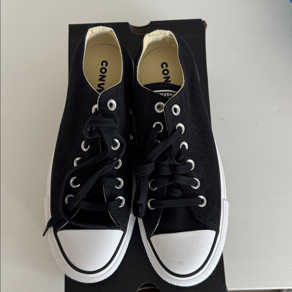 Converse Black and White Platform Canvas Shoes